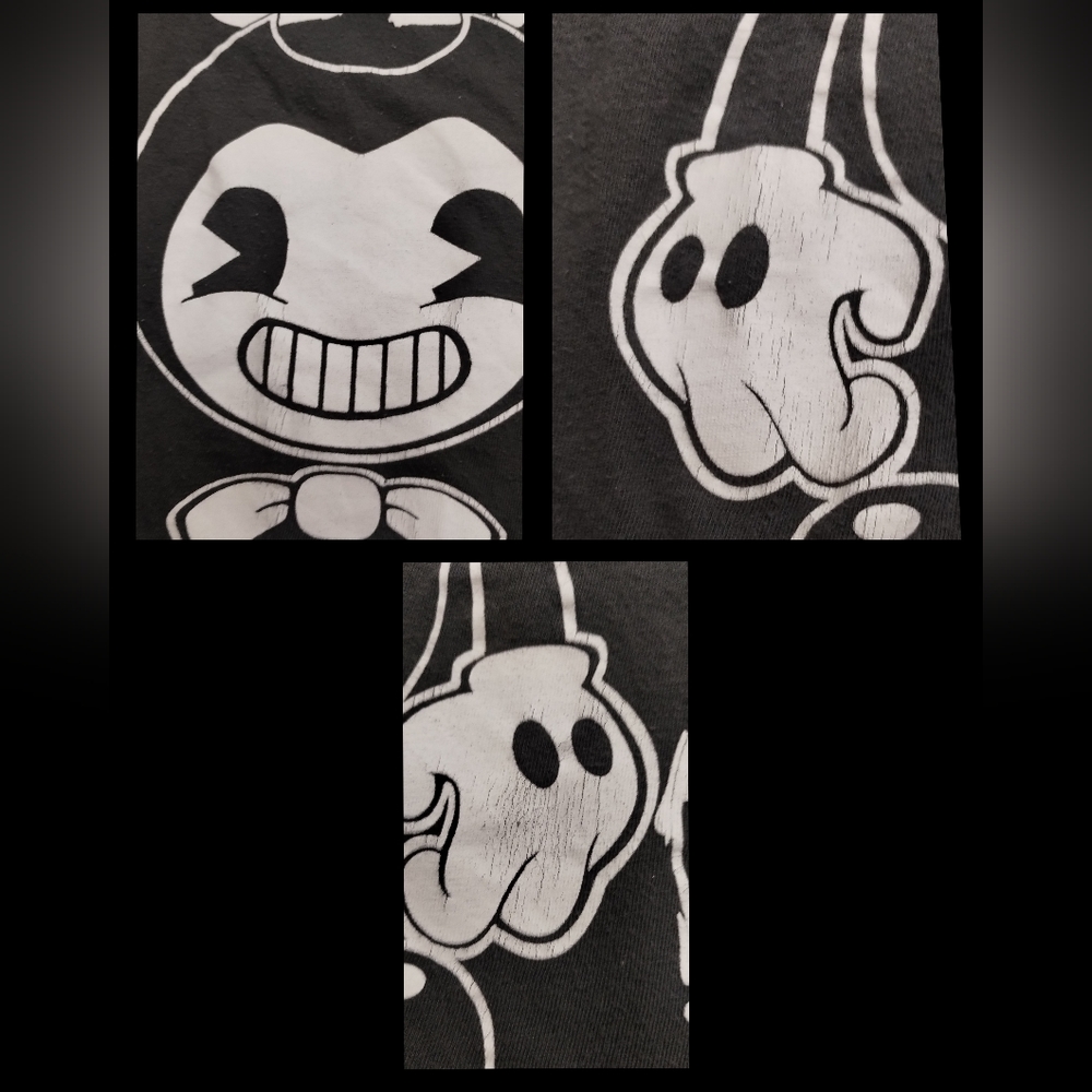 Bendy Kids' Premium Anime Graphic T-Shirt Bendy Trio Circles Logo Black & White - Picture 9 of 11